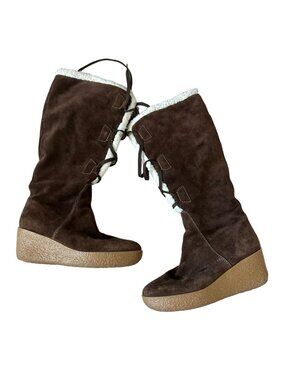 MICHAEL KORS Brown Suede Platform Lace up Boots Size 7.5